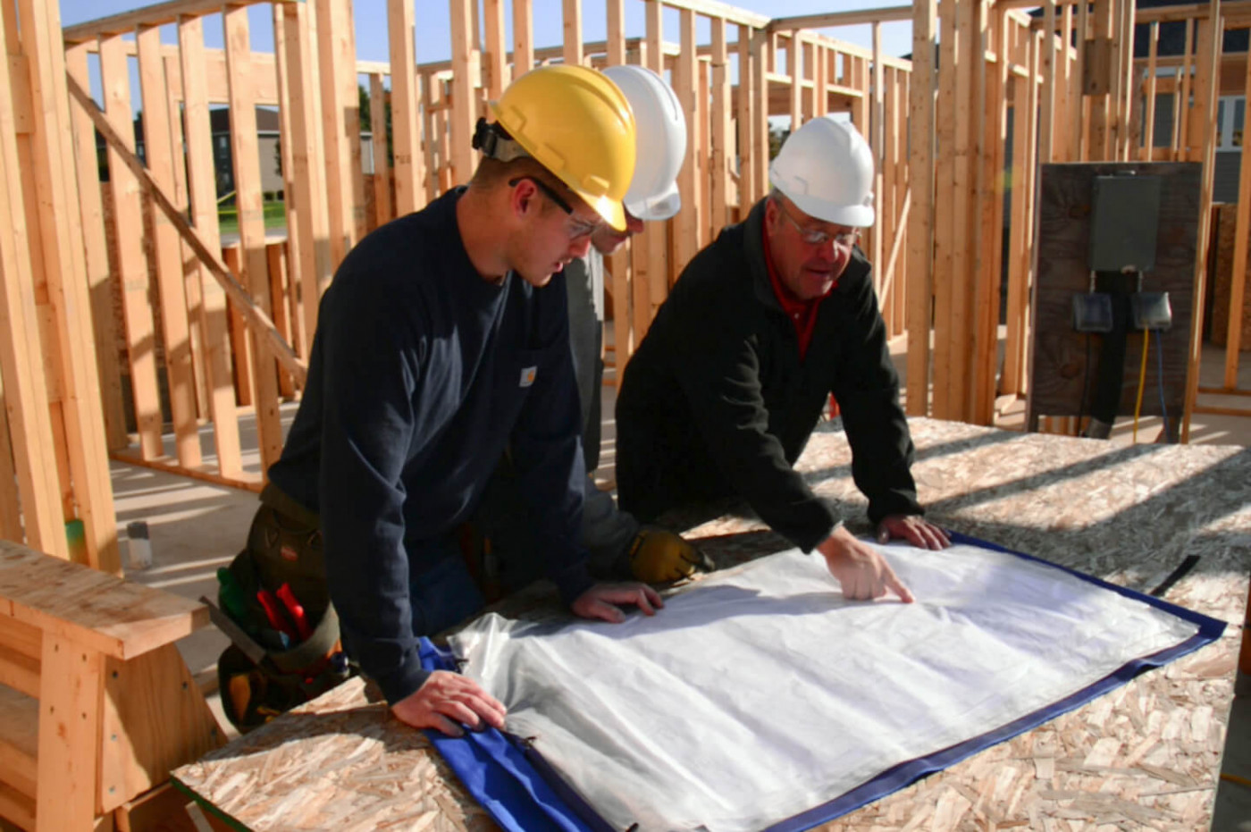 Building Trades Carpentry students working on job site