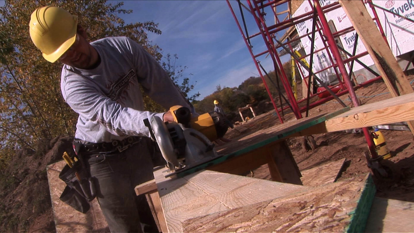 Student working outdoors on a construction site