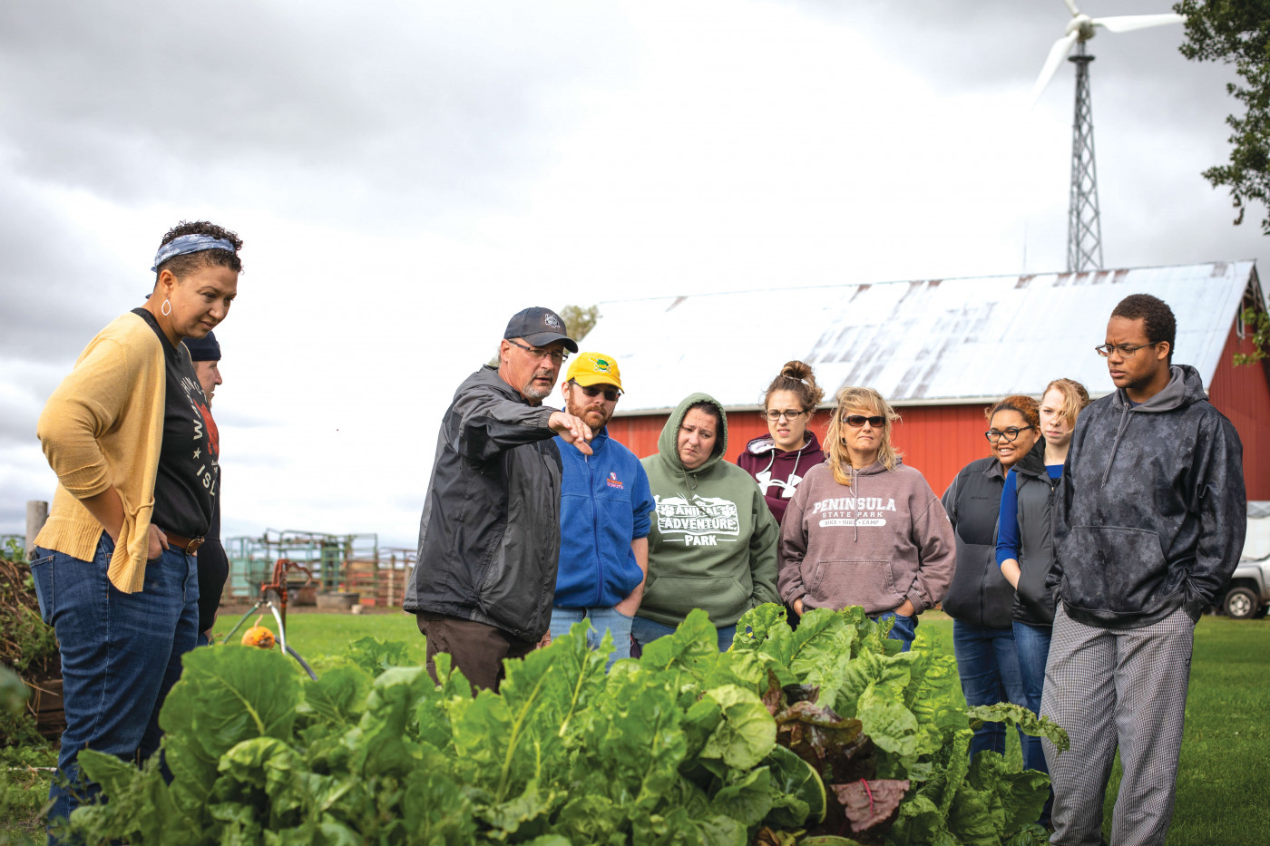 Ag students overlooking crops