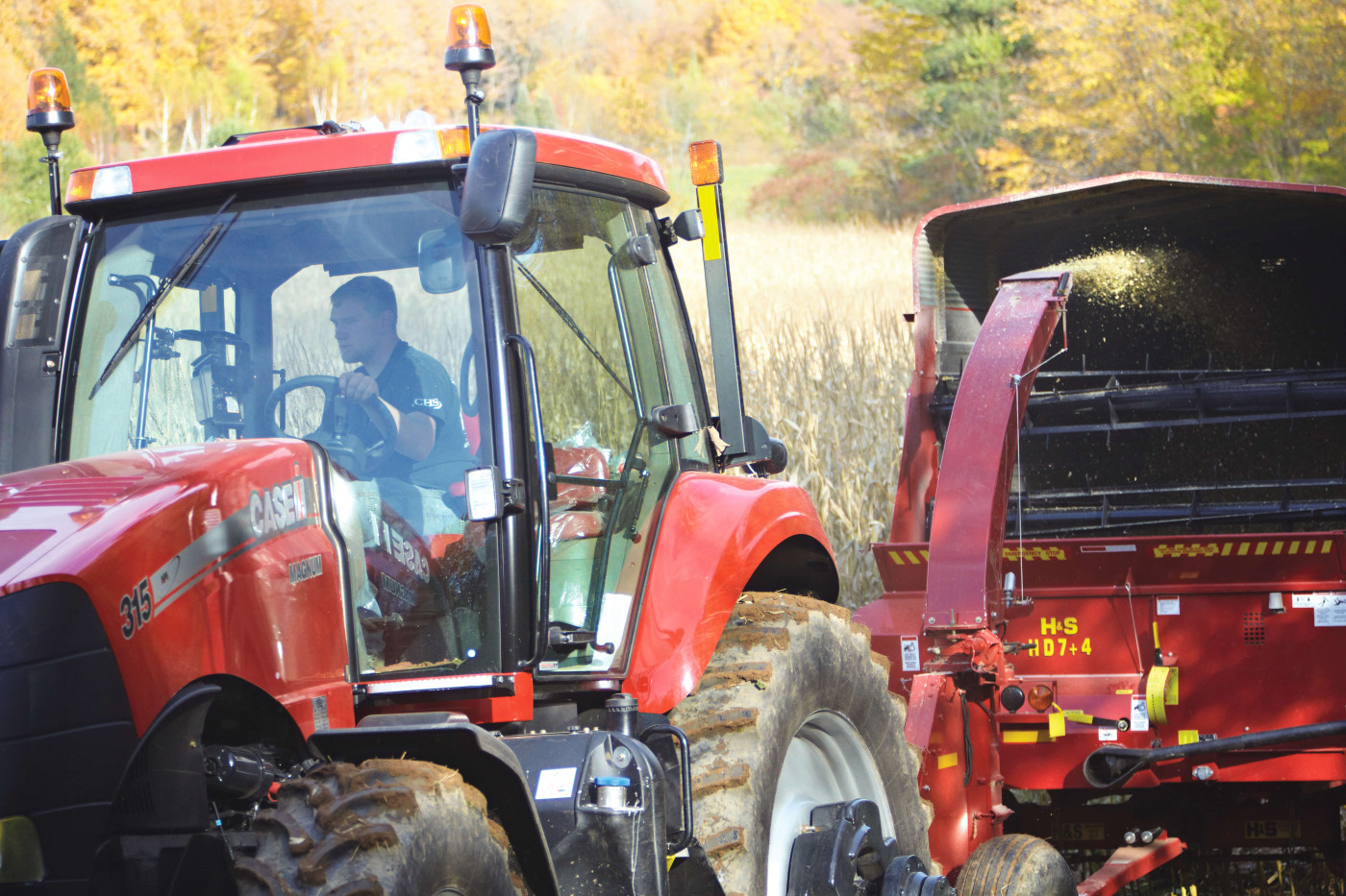 Farmer harvesting the field