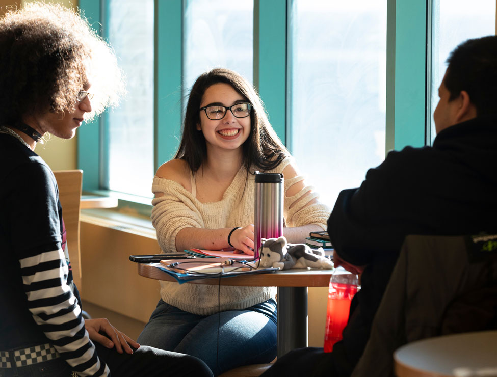 Students studying together on campus