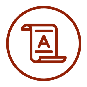 White and red associates degree icon