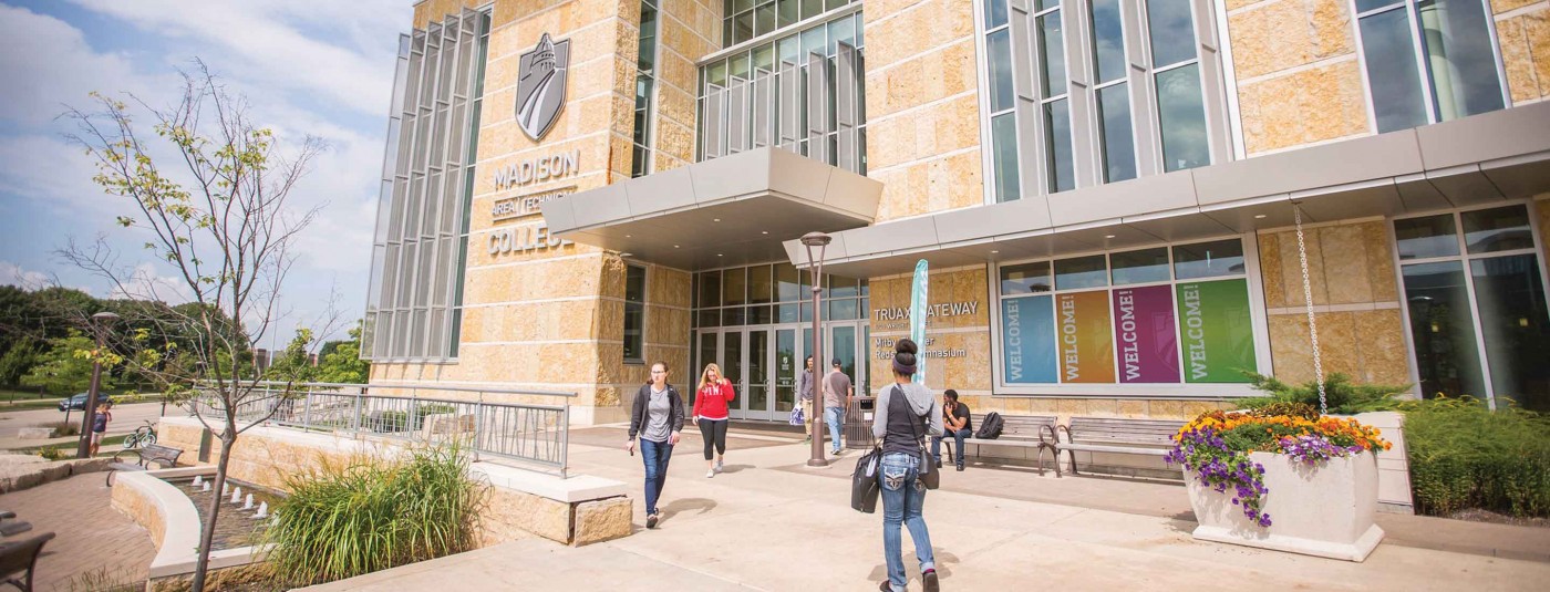 Madison College main campus building entrance