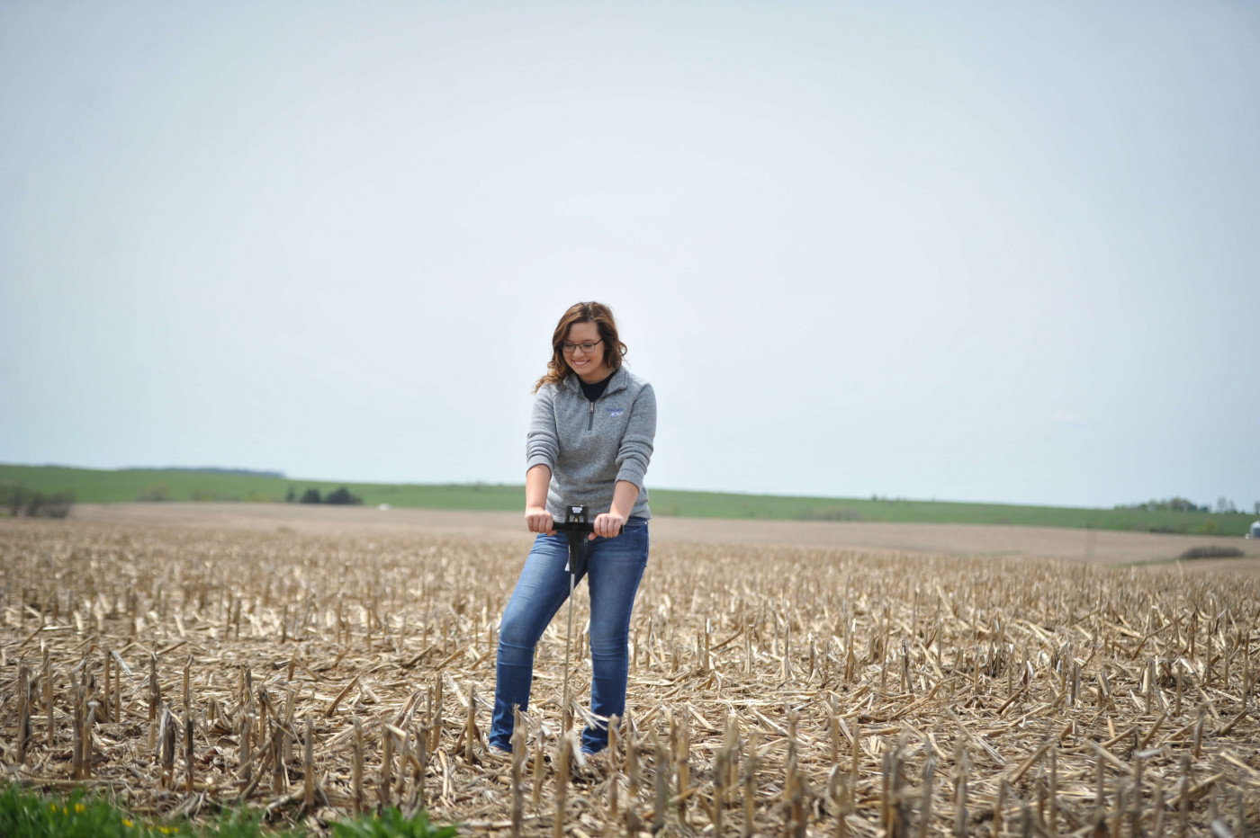 Agronomy/crop scout student in field