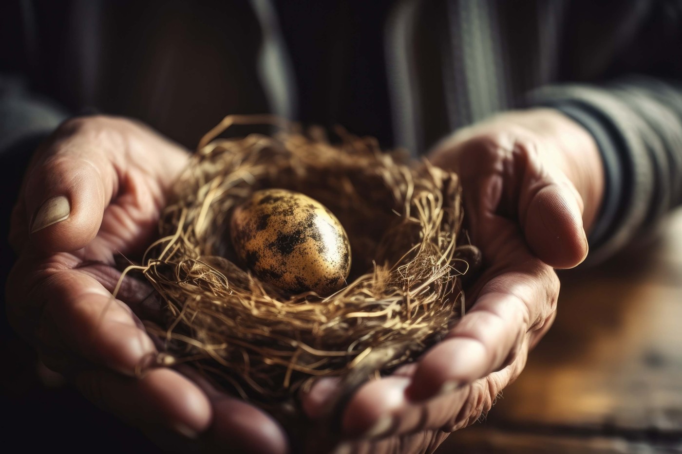 habitat specialist handling a bird nest 