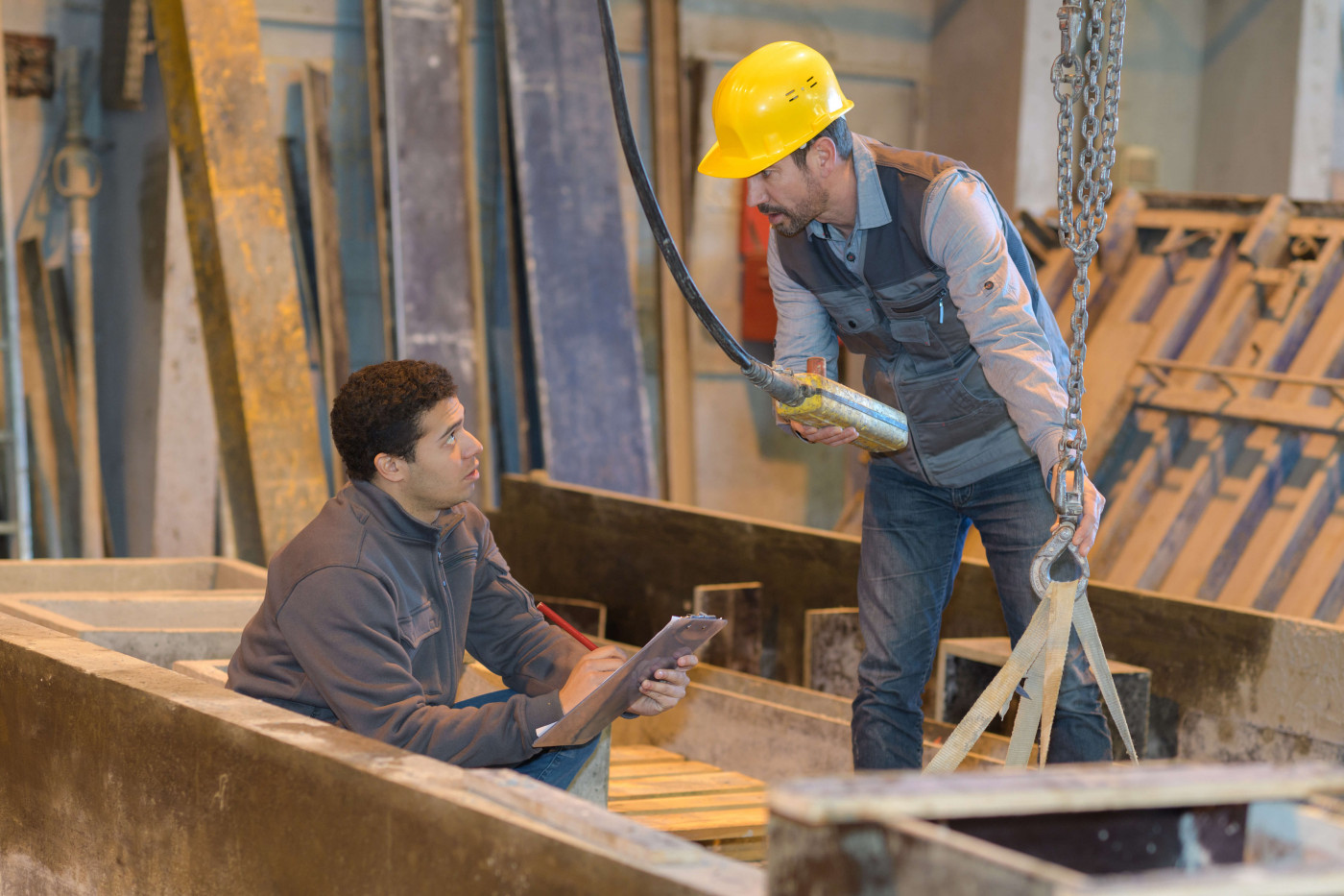 Millwrights working on a building