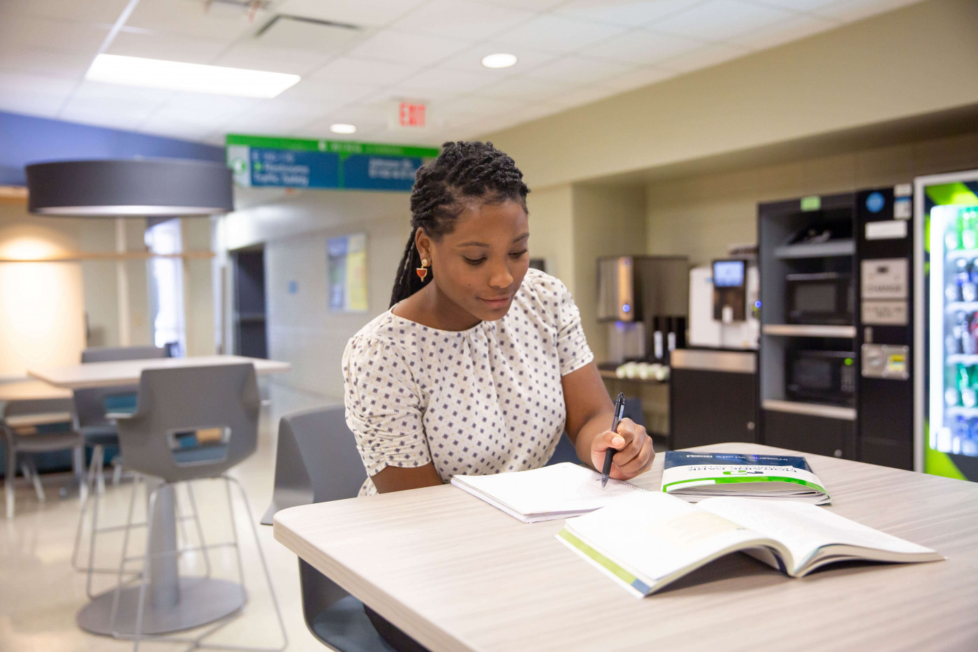 Student studying on campus