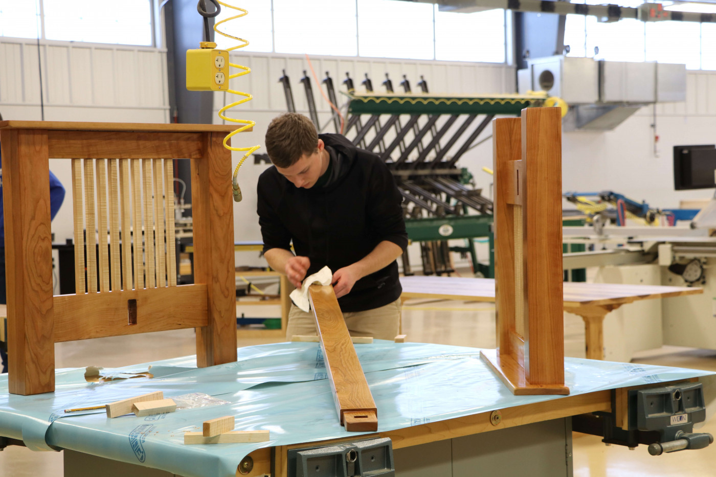 Woodworking student in lab